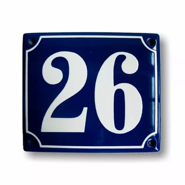 Porcelain address plaque 4.7x5.5″ customisable handmade enamel house number sign