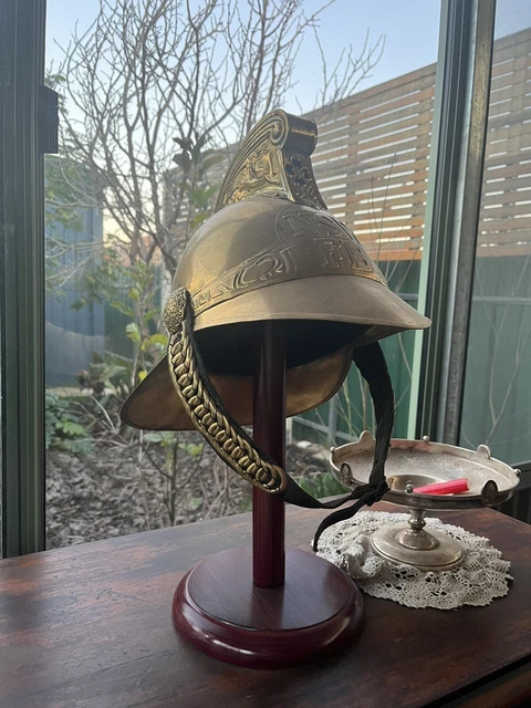 Original Rider Fireman BRASS ANTIQUE FINISH Fireman Fire Fighter Helmet MFB Fire Brigade Rider ...