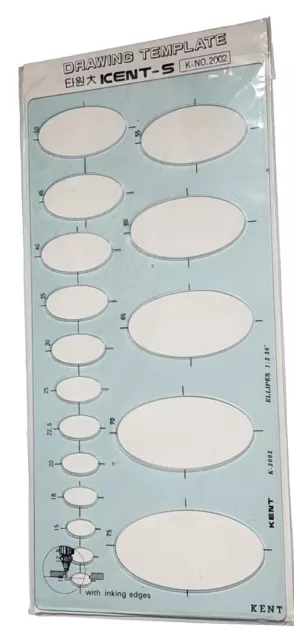 ELLIPSE ISOMETRIC TECHNICAL DRAWING STENCIL TEMPLATE,OVAL SHAPES 15mm to 75mm