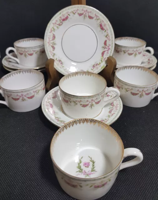 1920's Prov Saxe ES-Erdmann Schlegelmilch-Porcelain Demitasse & Saucer x 6 Sets