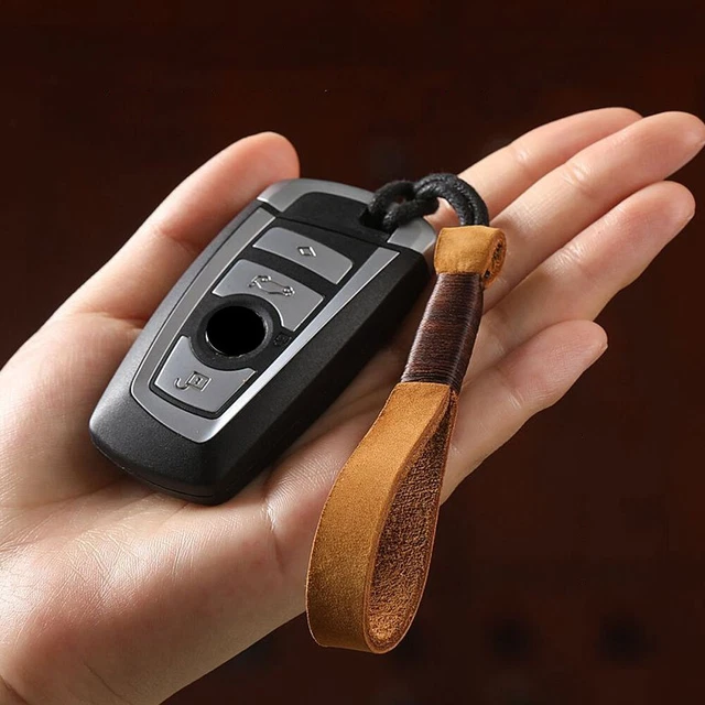 Genuine Leather Cowhide Weave Lanyard Keyring Car Key Holder Keyring Keychains