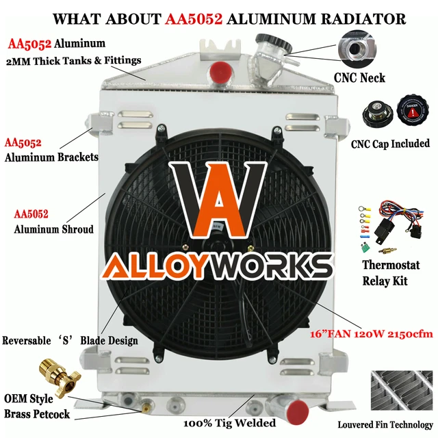 4 Row Radiator Shroud Fan For Ford Hi/High-Boy Street Rat Rod Model B/BB/18 32