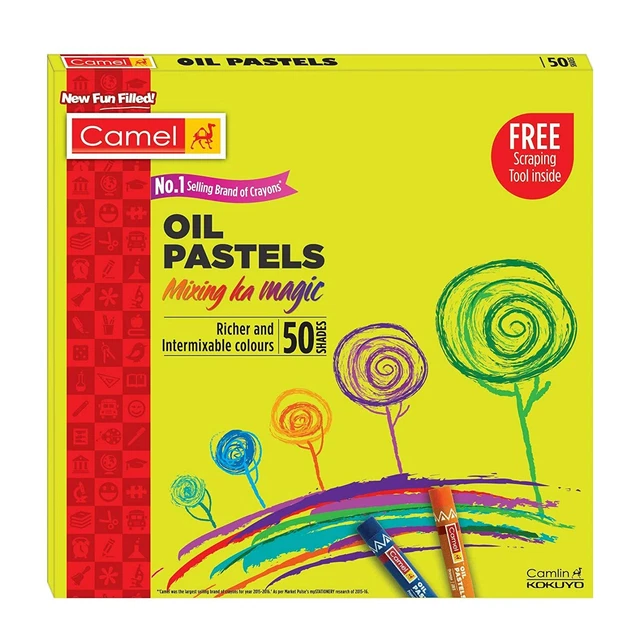 Pastels à L'huile Camlin Kokuyo – 50 Nuances Dans Boîte Plastique Réutilisable, Neuf