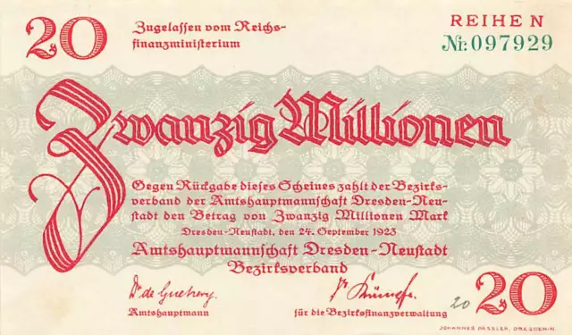 Dresden-Neustadt - Amtshauptmannschaft - 20 Millions Mark - Série N #10551