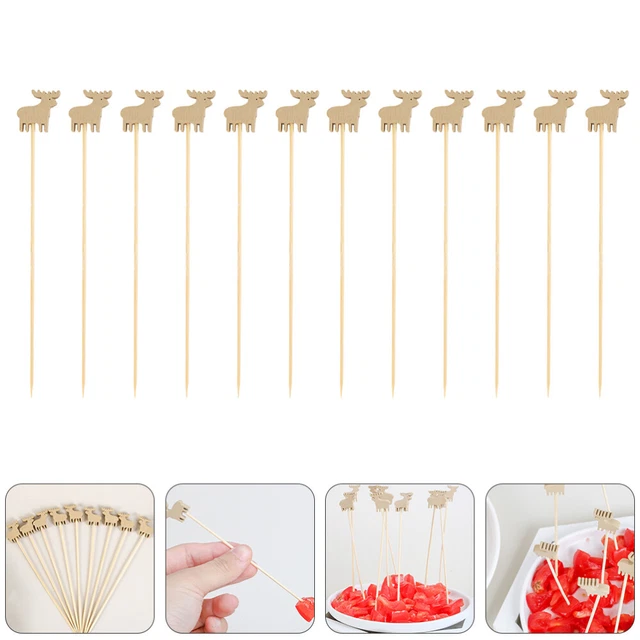 100 piezas Palos de fruta palillo de dientes pinchos palitos de cóctel aperitivo sándwich
