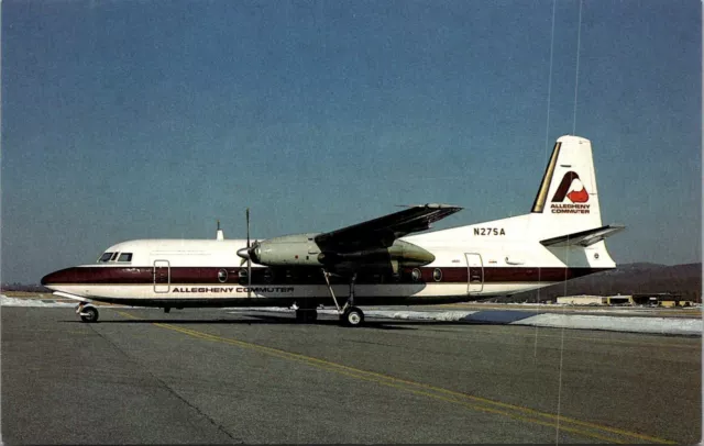 Postcard Alleghany Commuter/Suburban Airlines Fokker F27-500 Friendship