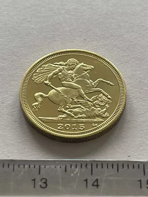 2015 British Half Sovereign 22Ct Gold Plated Coin Queen Elizabeth Ii