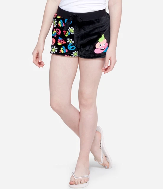 Justice Girl's Size 6-7 Rainbow Emoji Fuzzy Pajama Shorts New with Tags