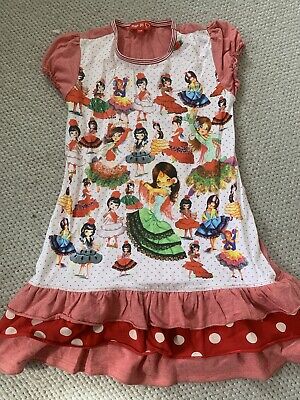 Mim Pi Girls Red White Polka Dot Frill Spanish Printed Dress Age 9 Years 134cm