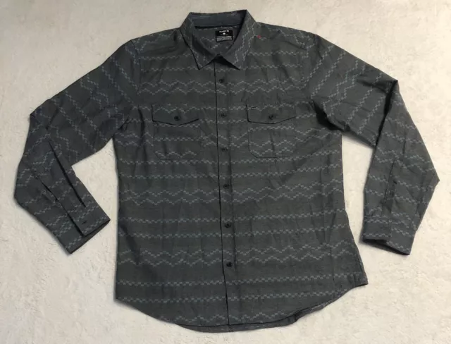 Hurley x Nike Dri-Fit Shirt Adult Large Gray Button Up Long Sleeve Casual Mens