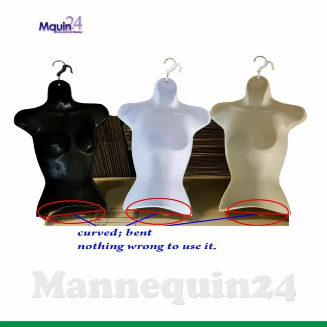 Female Torso Mannequin Dress Form Display BLACK w/ Table Top Stand