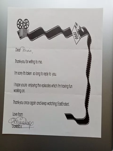 Daniela Denby-Ashe "EastEnders" "My Family" "Waterloo Road" Hand Signed Letter