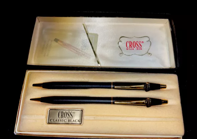 24k Gold Plated Cross Century Ball Point Writing Pencil & Rollerball Gift  Set