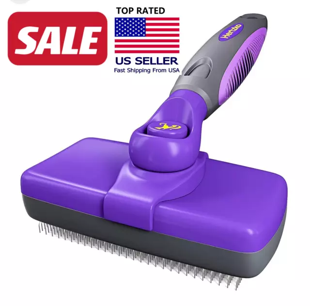 Hertzko  Self Cleaning Dog Cat Slicker Brush Grooming Fur Comb Shedding Hair as