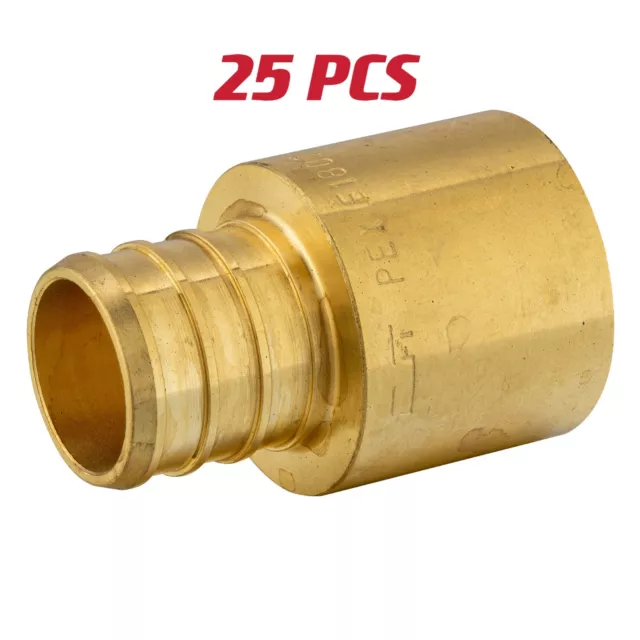 EFEID 25 PCS Pex 3/4" X3/4" Female Sweat Adapter Crimp Brass Fittings, Lead Free