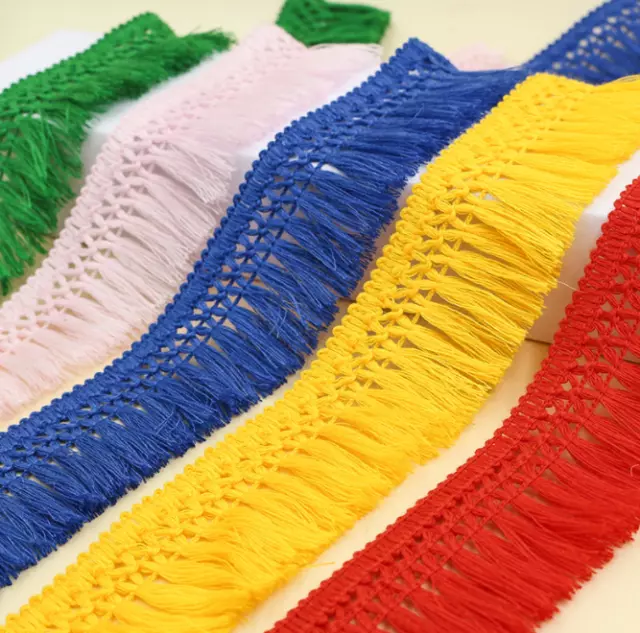2 yards Cotton Tassel Fringe Lace Trim Garment Curtain Sewing Decorative 4cm