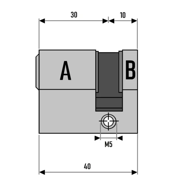 2 -10x mi-Cylindre 40mm 30/10 Porte Zylinder Château Clé Identique +Clé 2