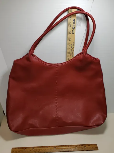 Liz Claiborne Red Purse Hobo ShoulderBag Boho Handbag Logo Tag Soft Faux Leather