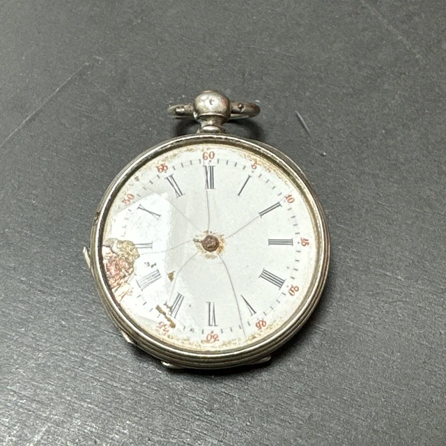 Montre Gousset Mécanique Ancienne En Argent Massif - Style Art Nouveau, Occasion