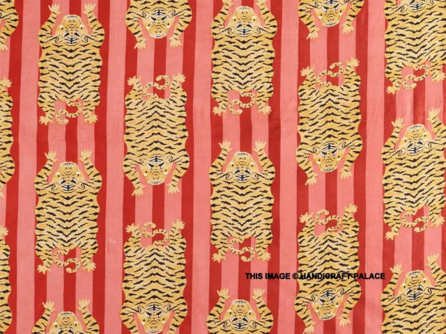 Tigre Stampato Tessuto Leggero 4.6m Handmade Decorazione Puro Cotone Abito