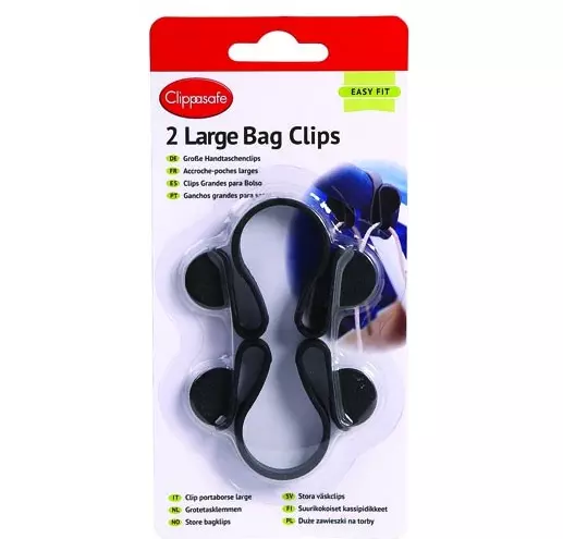 Große Universal Taschenclips von Clippasafe für Kinderwagen Kinderwagen 2er-Pack schwarz