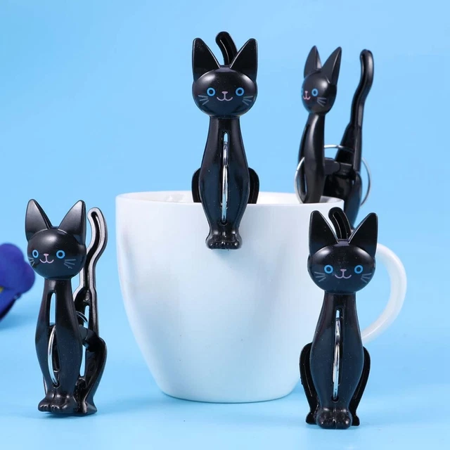 4 pz clip per asciugamano da spiaggia vestiti neri modellazione cartone animato gatto