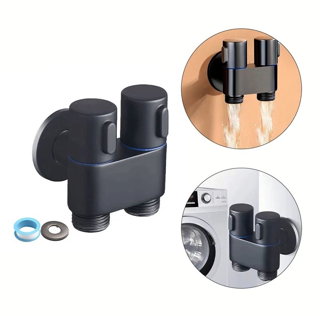 Valvola Angolare Doppio Controllo G1/2 - 1 Ingresso 2 Uscite, Per Lavatrice, WC, Bagno, Argento - Foto 10