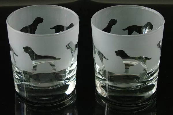 Border Terrier dog gift Whisky Glasses heavy base. Boxed