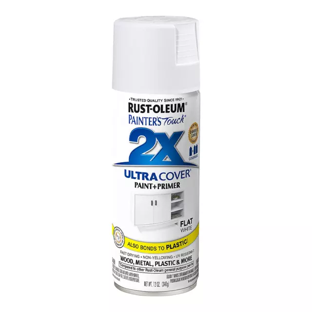 RUST-OLEUM 2X Ultra Cover Flat Paint & Primer Spray Paint 340g Matte White