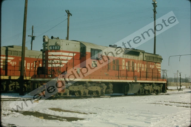 Original Slide Burlington Northern BN 6187 EMD SD9 Eola ILL 1-30-72