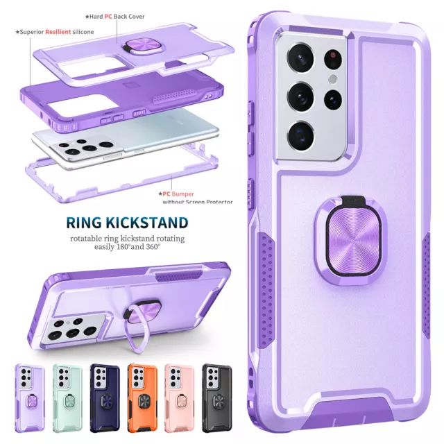 For Samsung Galaxy S21 Note 20 Ultra S20 S10Plus Kickstand Shockproof Case Cover