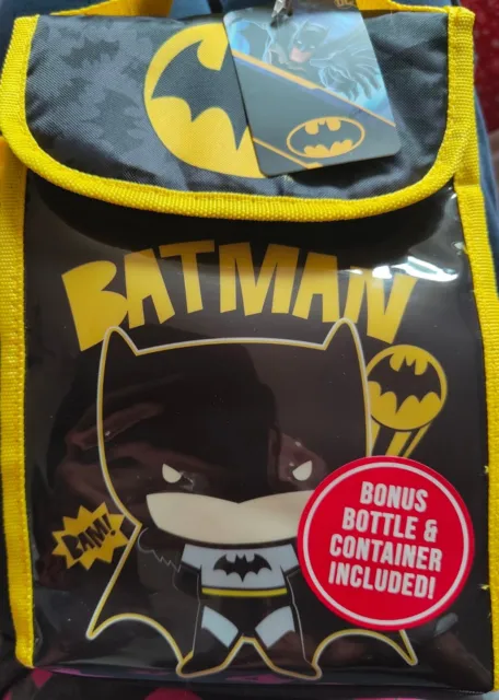 TOTALMENTE NUEVO DC Comics Batman Bolsa (Incluye botella y contenedor adicionales)