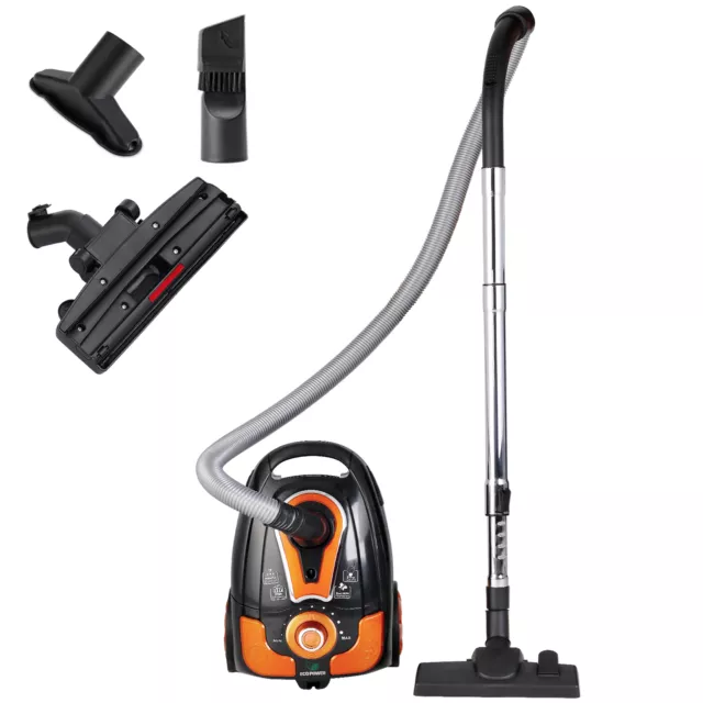 Aspirateur avec sac noir orange 900 W Aspirateur traîneau 3L avec filtre HEPA