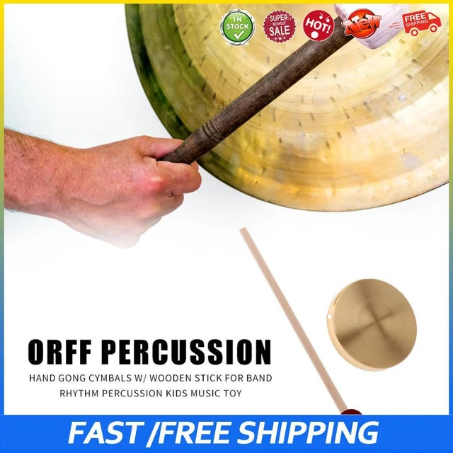 21cm Hand Gong Copper Cymbals with Wooden Stick for Band Rhythm Kids Music Toy