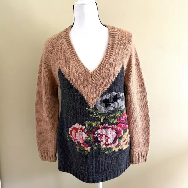 Twin Set Simona Barbieri Wool Blend Knit Floral Sweater, S