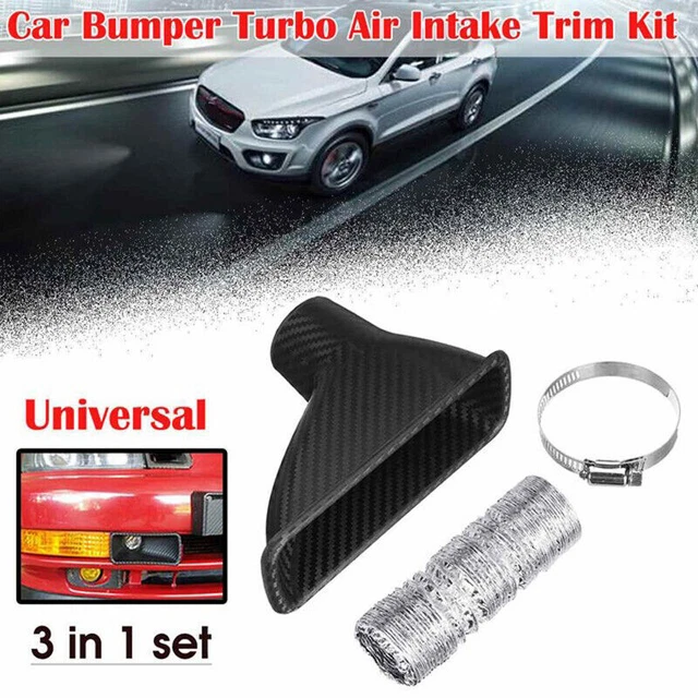 Car Bumper Turbo Air Intake Trim Kit Grille Mount Pipe Funnel Clamp Carbon Black