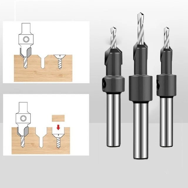 5 Forets Fraisés Avec Butée De Profondeur - 2,8/3/3,2/3,5/4 Mm - Pour Bois Et Plastique, Tige 8 Mm