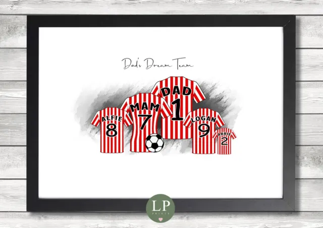 Personalised Football Dad Family Print Gift Fathers Day Birthday