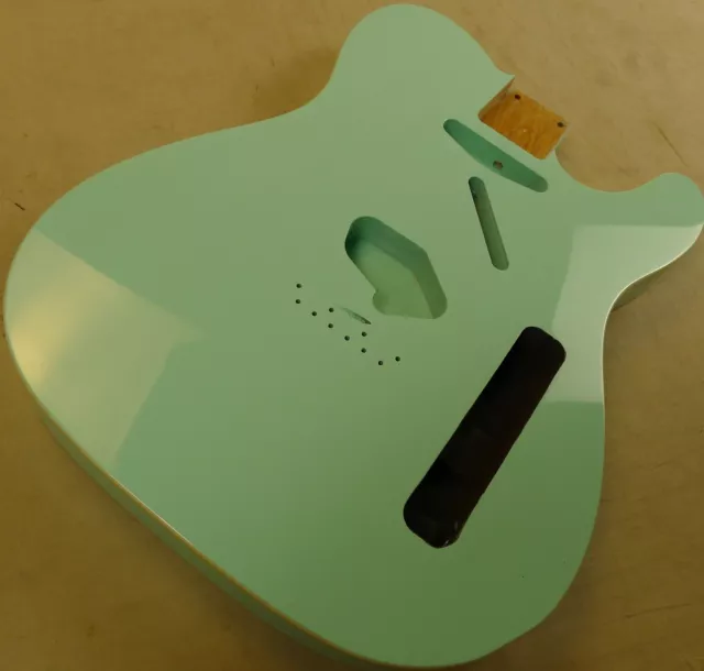 Tele Guitar Body 3pcs North American Alder Surf Green White Binding ≦2.2Kg