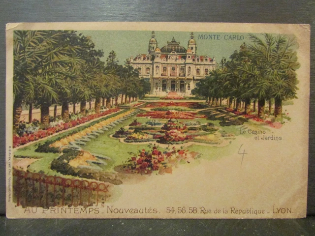 cpa monaco mounts carlo le casino & gardens illustrator