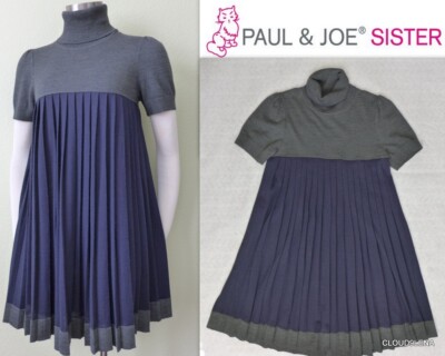 PAUL & JOE SISTER (ITALY) Merino Wool Blend Turtleneck Pleated sweater Dress 2