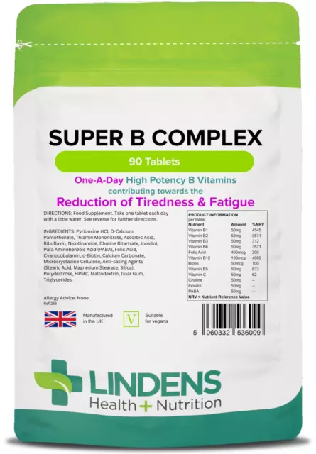 Super Vitamin B Complex plus Vitamin C -energy/metabolism - 90 tablets