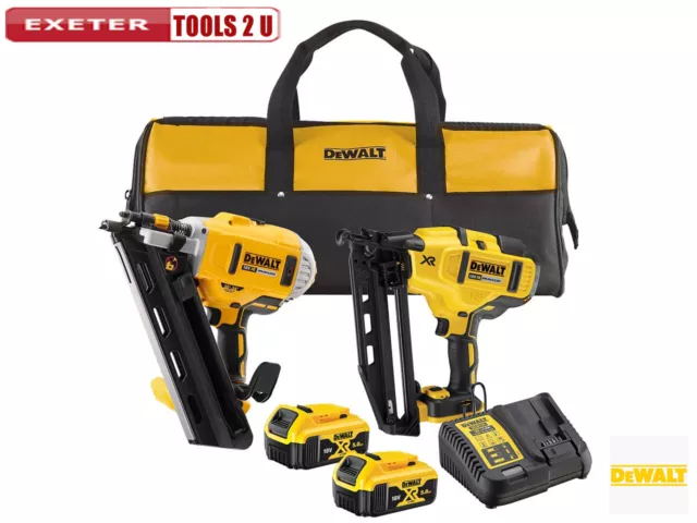 Dewalt DCK2046P2 18v 2x 5Ah Li-ion XR 1st and 2nd Fix Nailer Nail Gun Twin Kit