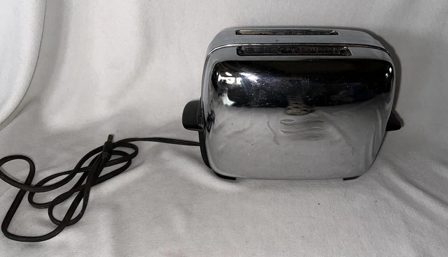VTG MCM GENERAL ELECTRIC 2 Slice Toaster Chrome & Bakelite GE 92 T82 Working VGC