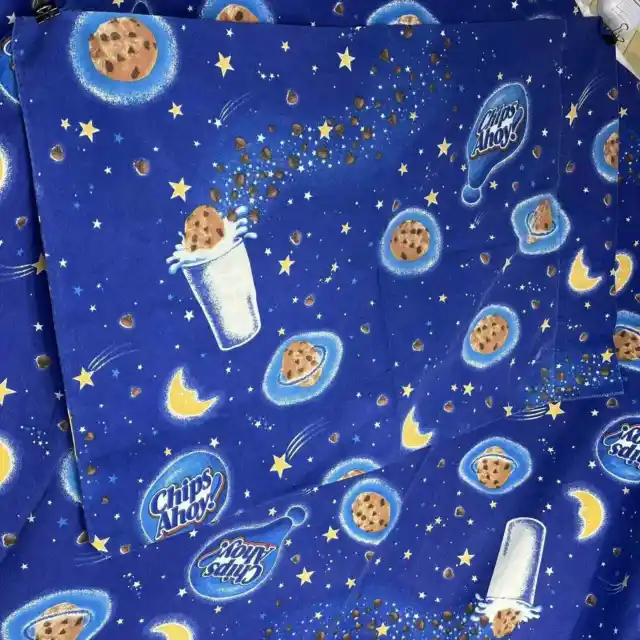 Chips Ahoy Cookies Twin Flat Sheet Pillow Case Novelty Advertising Milk Galaxy