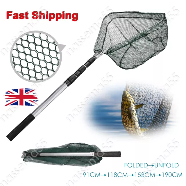Fishing Net &Telescopic Rod Handle, Foldable Nylon Fishing Landing