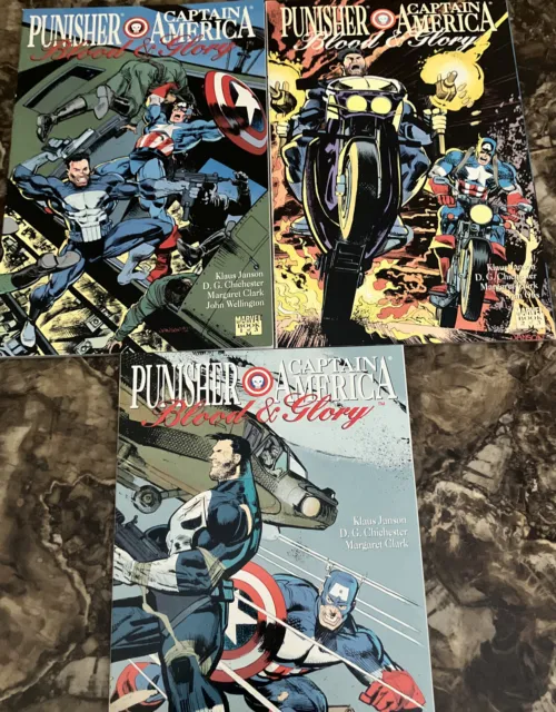 Punisher Captain America Blood & Glory Set 1st Printing 1-3  1992