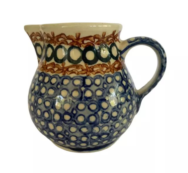 Boleslawiec Polish Pottery 3 1/4" Creamer Blue White Dots for Williams Sonoma