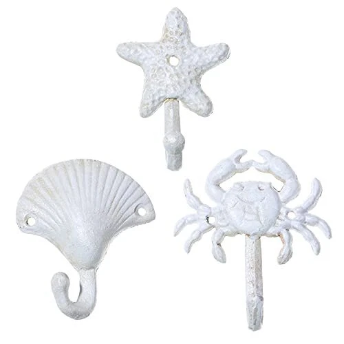 3pcs Nautical Hooks Crab sea Shell Shape Wall Hooks Coat Towel Hooks Robe Key...