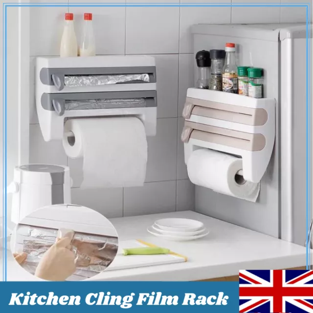 Cling Film and Kitchen Foil Dispenser Paper Towel Roll Holder Wall Mounted Rack